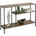 Fsb35-pf Vintage Konsolentisch Mit 3 Ablagen Metall Flurtisch Dekotisch Sideboard Beistelltisch Natur/schwarz Bht Ca: 120x80x30cm - Sobuy