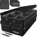 FORTEM Kofferraum Organizer Auto -Zusammenklappbarer Auto Organizer Kofferraum Mit Fächern- Kofferraumtasche Klett mit Rutschfestem Boden -Verstellbare Sicherungsriemen- Klappbarer Deckel (85L)