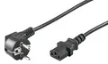 5m Kaltgeräte Netzkabel schwarz Schutzkontaktstecker auf Kaltgerätebuchse C13