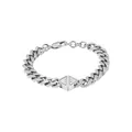 EMPORIO ARMANI Herrenarmband aus Leder oder Edelstahl mit Karabiner-, Schieber- oder Druckknopfverschluss, Aschesilber
