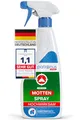 Patronus Mottenspray 500 ml - hochwirksame Abwehr gegen Kleidermotten & Lebensmittel-Motten - Motten-Spray für Kleiderschrank, Teppich, Textilien & Küche - mit dezentem Eukalyptus-Zitrusduft