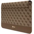 Guess Handyhülle Universell bis 14" Notebook Tasche 4G Stripe Metall Logo Braun