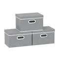 3 Stück Aufbewahrungsboxen mit Deckel, Faltbare Stoffbox mit Griffen, Boxen A...