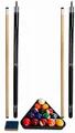 John West Billardqueue Billard Komplett Set - 2 Queues, 1 Satz Kugeln, Triangel, Kreide