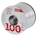 EMOS Antennenkabel 100m weiß, Koaxialkabel für Verkabelung, TV und SAT, Typ CB130, Fernsehkabel mit Schirmungsmaß 110dB, Widerstand 75 Ohm