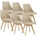 [en.casa] Esszimmerstuhl-Set, Beige, Leder, 49x81x57 cm, Esszimmer, Stühle, Esszimmerstühle, Vierfußstühle