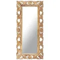 vidaXL Spiegel Spiegel Handgeschnitzt Braun 110x50 cm Massivholz (1-St) braun Rechteckig | 110 cm x 2.5 cm x 50 cm