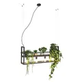 Qazqa - Industrie I Vintage I Industrie I Vintage I Hängelampe I Pendellampe I Pendelleuchte schwarz mit Holz und Gestell 4-flammig - Cage Rack - Stahl Länglich - LED geeignet E27