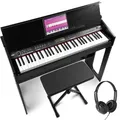 RhapsodyDP61 - Digitales E Piano Keyboard mit 61 Tasten, Keyboard mit Anschlagdynamik, Hocker, Kopfhörer & Klavier-Möbel Ständer, 300 Sounds & Rhythmen, 80 Demos, Effekt Akkorde, USB, MIDI