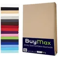 Buymax Spannbettlaken Buymax Jersey aus 100% Baumwolle, Jersey, Gummizug: Rundumgummi, (1 Stück), Pflegeleicht und Atmungsaktiv in Verschiedenen Farben und Größen beige 180 cm x 200 cm