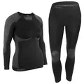 ALPIDEX Damen Funktionswäsche Thermounterwäsche Skiunterwäsche - atmungsaktiv, wärmend und schnell trocknend, Größe:L/XL, Farbe:Black-Grey