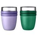 Mepal | Lunchpot Ellipse Mixed Mini | Vivid Lilac + Vivid Green | Müslibecher to go | Unterteilung für Joghurt & Müsli | 300 ml + 120 ml | Geeignet