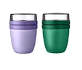 Mepal | Lunchpot Ellipse Mixed Mini | Vivid Lilac + Vivid Green | Müslibecher to go | Unterteilung für Joghurt & Müsli | 300 ml + 120 ml | Geeignet für Gefrierschrank, Mikrowelle & Spülmaschine