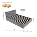 Juskys Polsterbett Nizza 140x200 cm - Lattenrost, Stauraum & LEDs - Samtbezug mit Steppung - Grau