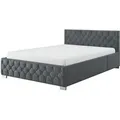 Juskys Polsterbett Nizza 140 x 200 cm mit Bettkasten & LED Beleuchtung in Dunkelgrau