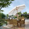Sekey Sonnenschirm 300 Cm Holz-sonnenschirm Marktschirm Gartenschirm Terrassenschirm Rund Uv50+, Creme