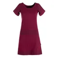 Vishes kurzärmliges Damen-Kleid in dunkelrot I Größe XL (42) I Handgefertigt aus 100% Baumwolle I Kleid mit Taschen I Ideal für Sommer I Nachhaltige Alternative Bekleidung
