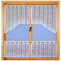 heimtexland ® Scheibengardine Set 4-TLG Flügelfenster Bistro Gardine Weiß Fensterdekoration Raute Jacquard Typ734