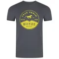 MUSTANG T-Shirt Herren Printshirt Regular Fit (1-tlg) Kurzarm Tee Shirt mit Rundhalsausschnitt aus 100% Baumwolle grau 4XL (68/70)
