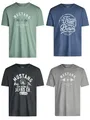 MUSTANG Tshirt Herren Baumwolle Regular Fit 4er Pack Set Rundhals Kurzarm Sommer Tee Shirt Logoprint 4XL, Größe:4XL, Farbe:Farbmix (P27)