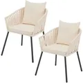 Juskys Rope Stühle 2er Set mit Sitz und Rückenkissen Beige