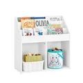 KINDER-BÜCHERREGAL, Kinderregal für Spielzeug, Weiß 68x68x30cm