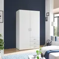 Schlafkontor Drehtürenschrank Harry Schlafzimmerschrank in weiß Kleiderschrank Garderobe mit 3 Schubkästen, in 2 Breiten