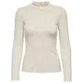 JDY Langarmshirt Fransiska (1-tlg) Rüschen beige M (38)