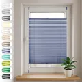 Sonello Plissee Klemmfix ohne Bohren 80cm x 200cm Blau Faltrollo Plisseerollo Jalousie für Tür & Fenster Blickdicht Sichtschutz Sonnenschutz Fertifplissee Rollo
