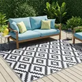 Teppich Outdoor Zweiseitig Wasserdicht Resistent Weiß Schwarz Picknick Strand Garten  180 x 270 cm