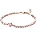 Pandora Wickelarmband Set Sparkling Heart Tennis Bracelet 14k Rose gold-plated with pink chrystal