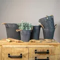 DARO DEKO Metall Blumentopf grau Ø 27 x 23cm Pflanz-Töpfe Übertopf bepflanzbar
