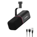 IXTECH Dynamisches Mikrofon mit Nierencharakteristik RGB Gesangsmikrofon USB XLR Studiomikrofon Software Stummschalttaste Microphone für Podcasting Streaming Aufnahme Gaming und Voice-Over Schwarz