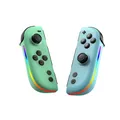 Wigento Joypads für Nintendo Switch, Hall Effekt Joysticks, RGB Beleuchtung, 6 Achsen Gyro, Turbo Funktion, kabelloser Gaming Controller (Grün/Blau)