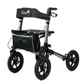 REHASHOP Outdoor Rollator Falcon - mit großen Luftreifen, Geländegängig und Klappbar (Anthrazit)