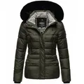 Marikoo Loveleen Damen Winter Steppjacke mit Kapuze Parka Mantel Winterjacke Olive Gr. 34 - XS - dunkelgrün - 34