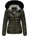 MARIKOO Damen Winter Jacke Stepp Parka Mantel Teddyfell warm gefüttert Loveleen XS-XXL (Olive, XS)