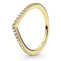 PANDORA Sparkling Wishbone Ring in Gold mit 14 Karat vergoldete Metalllegierung und Cubic Zirkonia Steinen Timeless Collection, Größe 58