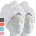 ELEXACARE Haarturban, Turban Handtuch mit Knopf (2 Stück alpinweiß), Mikrofaser Handtuch für Kopf und Lange Haare