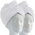 Haarturban, Mikrofaser Turban Handtuch mit Knopf (2er Set, weiß) Kopfhandtuch