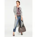 Longstrickjacke HEINE, Damen, Gr. 46, grau (grau, melange), 100% Baumwolle, unifarben, Langarm, Strickjacken