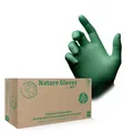 AMPRI Biologisch abbaubare Nitrilhandschuhe, grün, 100 Stück/Box, Größe L, puderfrei, Nature Gloves by Med-Comfort: Nitril Einmalhandschuhe, Einweghandschuhe in den Größen XS, S, M, L, XL