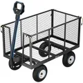 Sekey Gartenwagen GW3, 200 Liter, bis 500 kg, aus Metall, grau, mit Luftreifen und klappbaren Seitenwänden