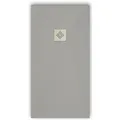 Mirlo Mineralguss Duschwanne Extra Flach Pure  Grau Ablaufschutz Chrom Ablaufschutz Chrom 80x80cm