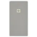 Mineralguss-duschwanne Extra Flach Pure Schieferoptik Grau 80x80 Cm Ablaufschutz In Chrom
