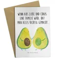 Mr. & Mrs. Panda Beileidskarte Avocado Pärchen - Geschenk, Familie, Hochzeit, weihnachtskarten, einladungskarten, Liebe, Avocados, babykarte, osterkarten, Kinder, vatertagskarte