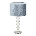 Relaxdays Tischlampe, Samtschirm, Kristallfuß, E14-Fassung, Wohn- & Schlafzimmer, Tischleuchte, H x D: 48 x 26 cm, grau