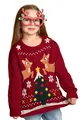 United Labels Weihnachtspullover für Kinder, Rentiere, Rot, 98 104, Ugly Christmas Sweater, Pullover, Winter Strickpullover für Jungen und Mädchen
