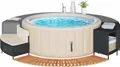 vidaXL Whirlpool-Umrandung Schwarz Poly-Rattan und Massivholz Akazie