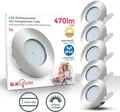 B.K.Licht LED Einbauleuchte 5er Set Bad Einbaustrahler, IP44 geschützt, LED Einbauspots, flach, Dimmfunktion, LED fest integriert, Warmweiß, 3.000K, 470Lm, 5,5W, Kunststoff, 7,5 x 3 cm, Nickel